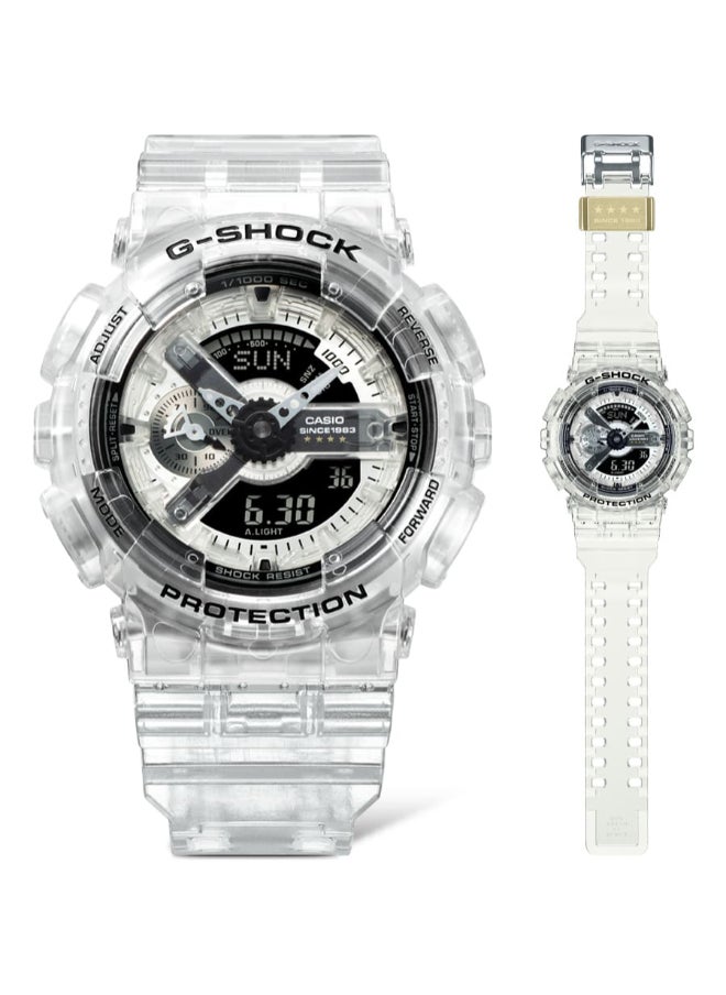 CASIO - Casio Unisex Watch G-SHOCK 40th Anniversary CLEAR REMIX Digital Analog White Dial Resin Transparent Band GA-114RX-7ADR - Image 1