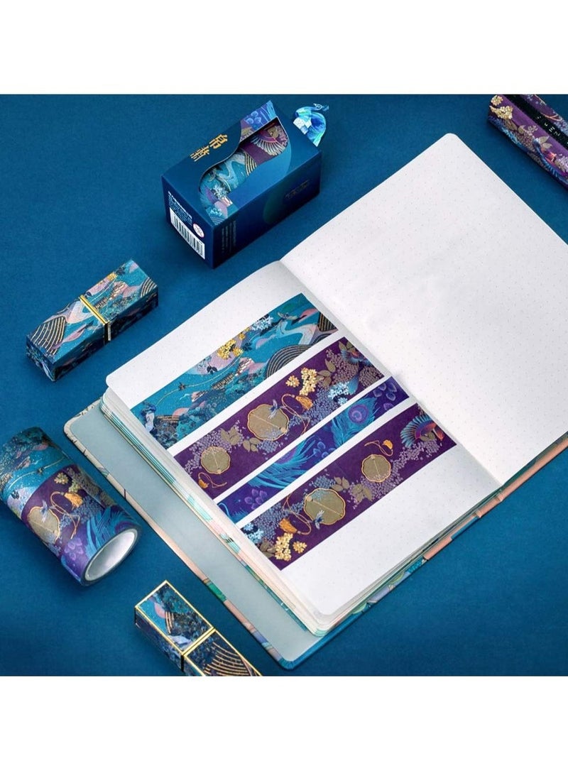 DELFINO Colorful Paper Tape Set Classical Emerald Gold Foil Washi Art Three sizes Decoration for scrapbook DIY  decoration and craft  gift wrapping (3 rolls) - Image 5