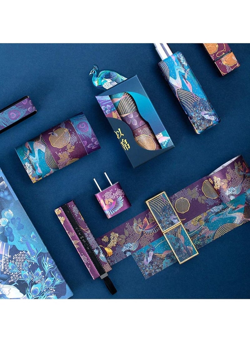 DELFINO Colorful Paper Tape Set Classical Emerald Gold Foil Washi Art Three sizes Decoration for scrapbook DIY  decoration and craft  gift wrapping (3 rolls) - Image 3