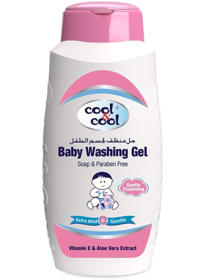Cool & Cool Vitamin-E And Aloe Vera Extract With Extra Mild Formula Baby Washing Gel- 250ML - Head to Toe Baby Bath, Dye Free, Tear Free, Alcohol Free, Paraben-Free,  - Image 1