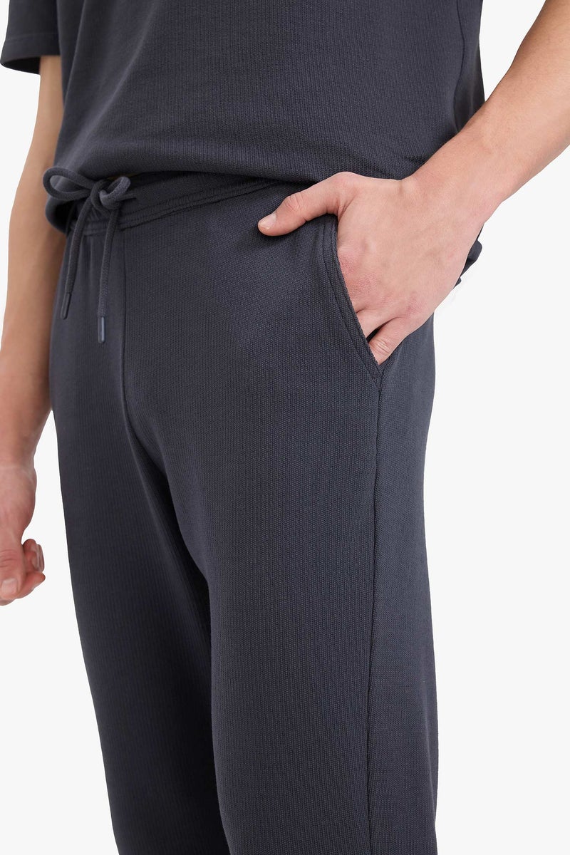 DeFacto Grey Man Regular Fit Tied Waist Straight Leg Sweatpants Casual - Image 4