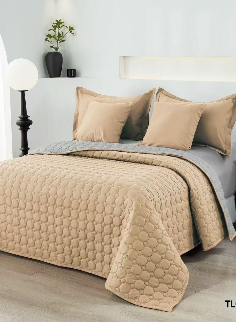 ShinyFlower Summer Quilt 4-Piece Set – Single Size 220x160cm – Microfiber Fabric with 100% Pure Cotton Filling comforter– Soft Bedding Set 