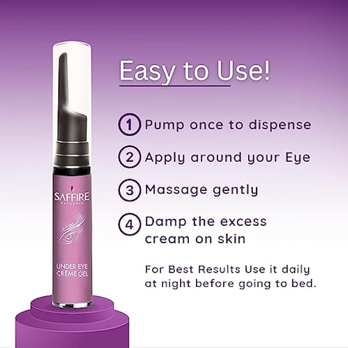 Saffire Naturals Under Eye Creme Gel | Enriched with Rice & Soy Proteins | Reduces Dark Circle | Paraben Free| Pack of 1 - Image 3