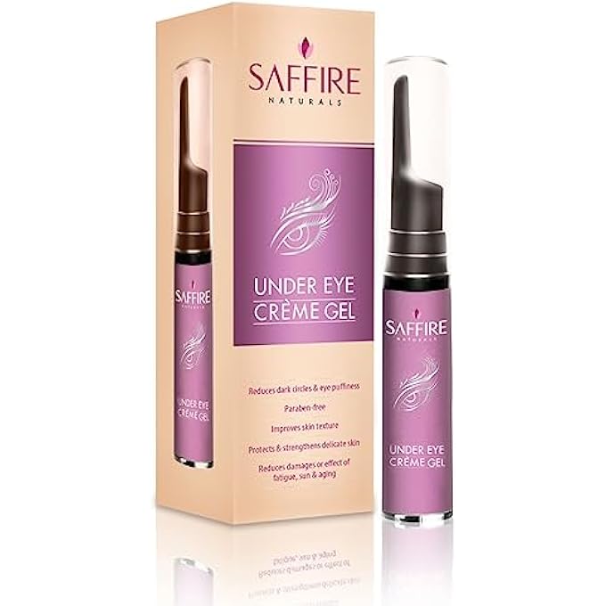 Saffire Naturals Under Eye Creme Gel | Enriched with Rice & Soy Proteins | Reduces Dark Circle | Paraben Free| Pack of 1 - Image 1