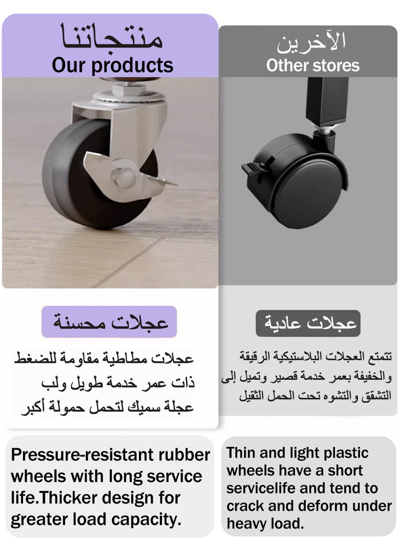 ويمارت طاولة جانبية للأريكة بثلاث طبقات: طاولة جانبية للأريكة مع سلتين من الشبكة المعدنية، طاولة بجانب السرير بعجلات، مع سلتين للتخزين مناسبة للمنزل/المكتب/المرآب - Image 4