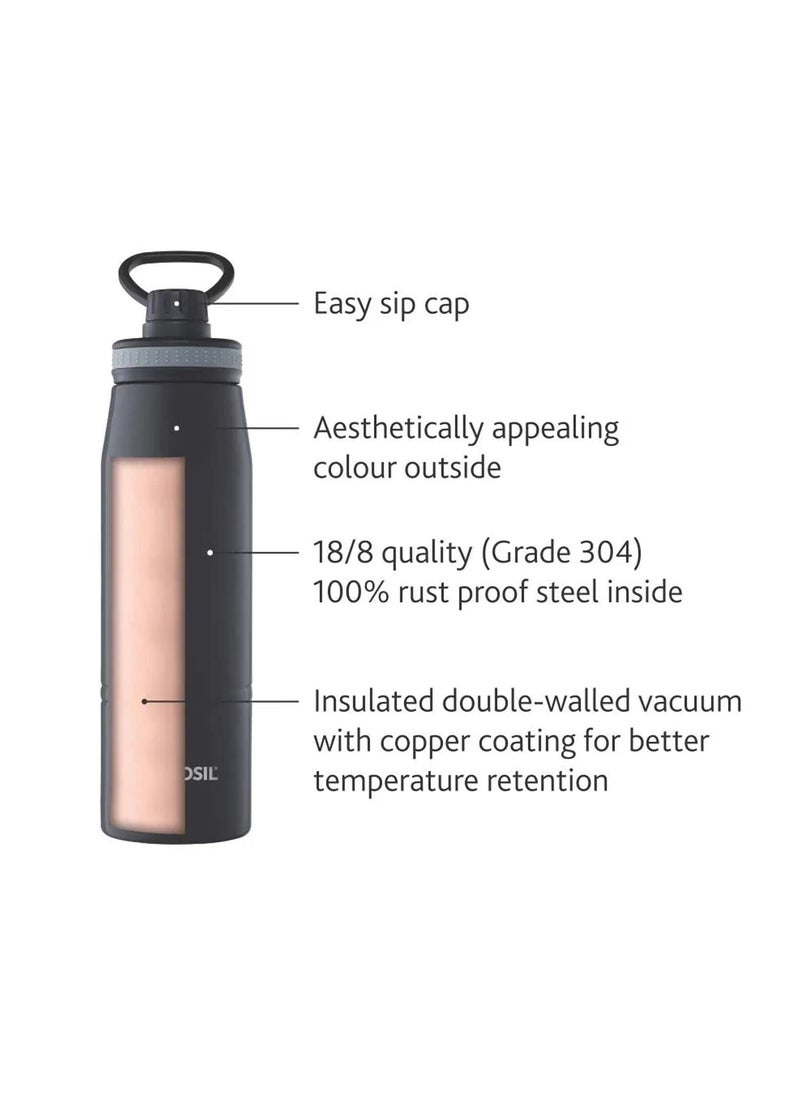 BOROSIL Borosil Hydra GoSports 600 ml Stainless Steel Water Bottle | Double Wall Vacuum Insulated Flask, Black | 14 Hrs Hot & 18 Hours Cold | Ideal for Personal & Corporate Gifting  - Image 3