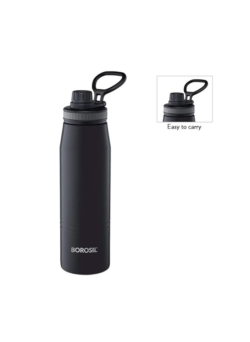 BOROSIL Borosil Hydra GoSports 600 ml Stainless Steel Water Bottle | Double Wall Vacuum Insulated Flask, Black | 14 Hrs Hot & 18 Hours Cold | Ideal for Personal & Corporate Gifting  - Image 2
