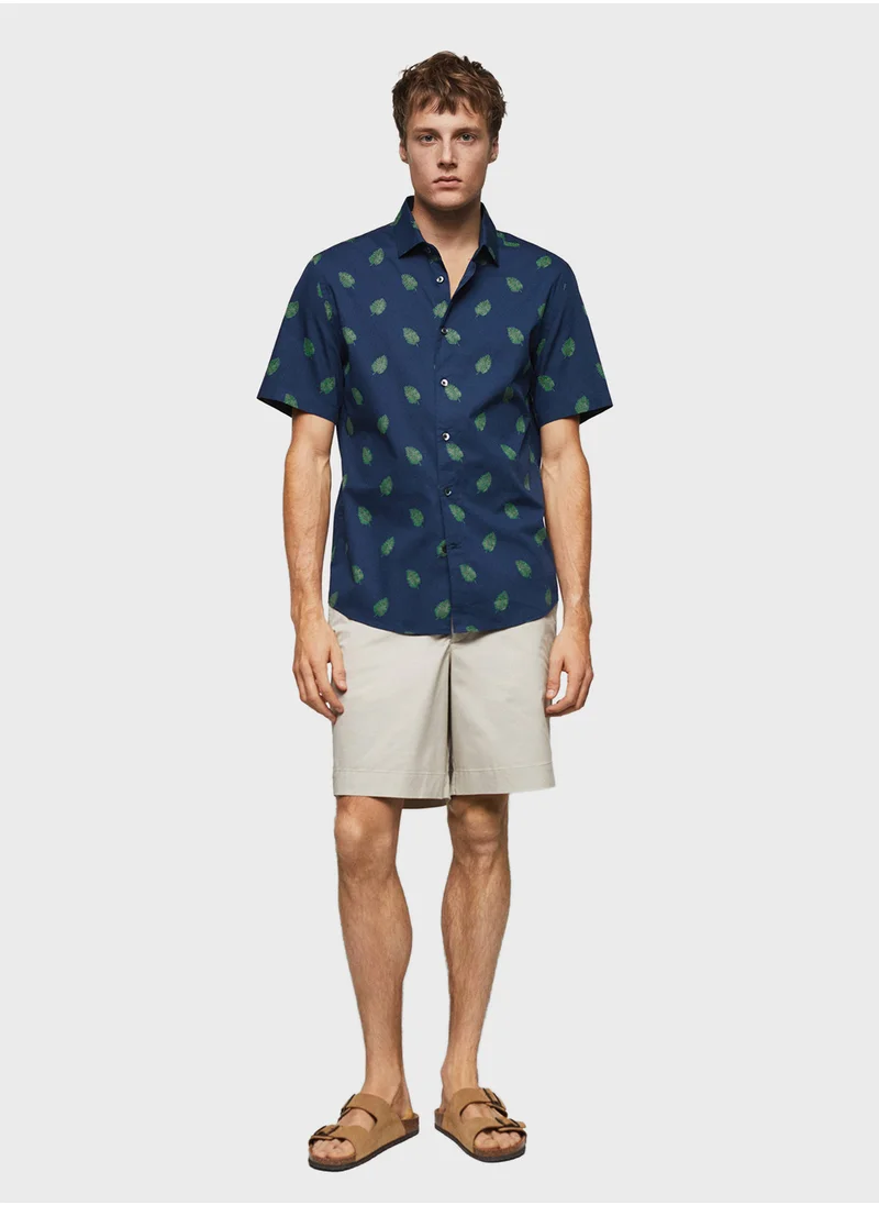 Mango Man Casual Printed Regular Fit Shirt