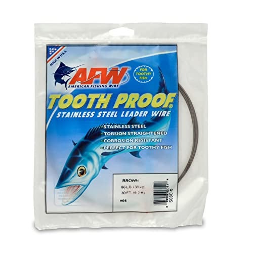 AFW #8 Tooth Proof Stainless Steel Single Strand Leader Wire, 86 lb Test, Camo, 30 ft - Image 1