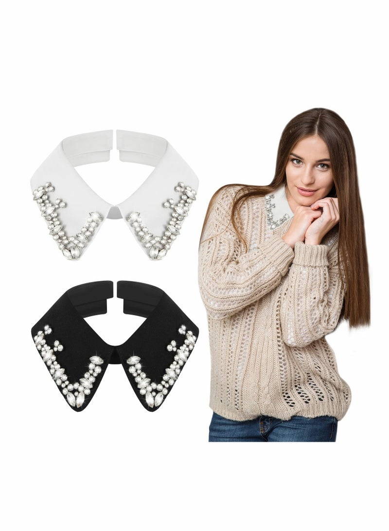 SYOSI 2 pcs Rhinestones Fake Collar, Stylish Detachable Collar for Women  - Image 1