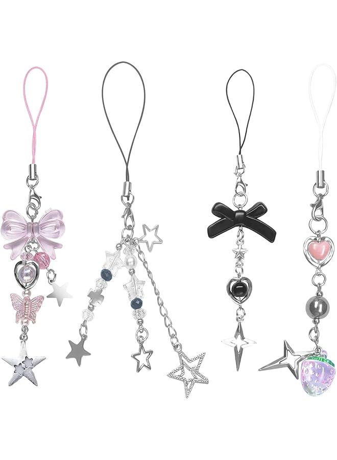 erorex Phone Charms Set Strawberry Butterfly Star Pink Aesthetic Accessories For Phone Bag Keychain Airpods Camera Decorate In Style - Image 1