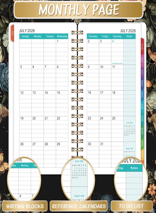 Pinchoco Pocket Calendar 2026-2027 - Pocket Planner 2026-2027 for Purse, Jul.2026 - Jun.2027, 4.1'' × 6.8'', Weekly Monthly Planner with Colorful Month Tabs, Strong Twin-wire Binding, Small Daily Academic Calendar - Butterfly - Image 4