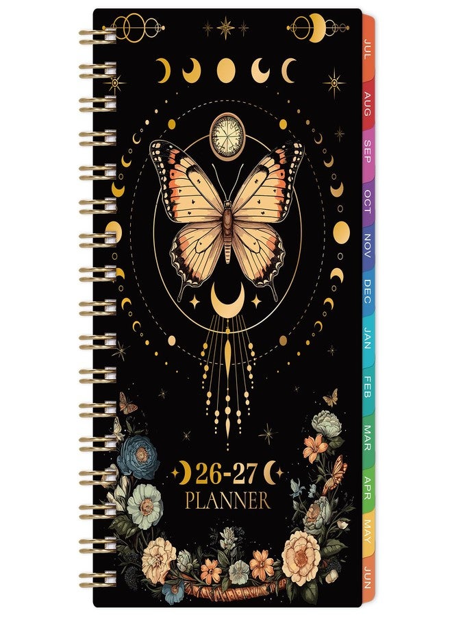 Pinchoco Pocket Calendar 2026-2027 - Pocket Planner 2026-2027 for Purse, Jul.2026 - Jun.2027, 4.1'' × 6.8'', Weekly Monthly Planner with Colorful Month Tabs, Strong Twin-wire Binding, Small Daily Academic Calendar - Butterfly - Image 1