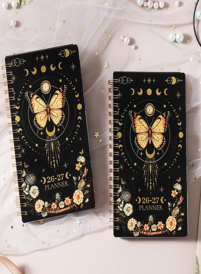 Pinchoco Pocket Calendar 2026-2027 - Pocket Planner 2026-2027 for Purse, Jul.2026 - Jun.2027, 4.1'' × 6.8'', Weekly Monthly Planner with Colorful Month Tabs, Strong Twin-wire Binding, Small Daily Academic Calendar - Butterfly - Image 2