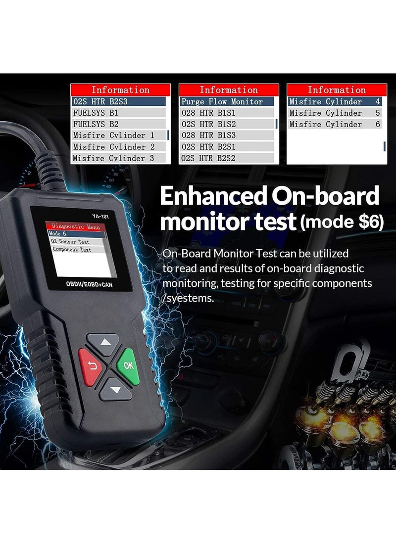 Generic - OBD2 Scanner YA-101 Auto Code Reader for Check Engine Light,O2 Sensor,EVAP Test,On-Board Monitor Test,Smog Check,OBD2 Diagnostic Scan Tool for All OBD2 Cars Since 1996-Upgrade Version - Image 1