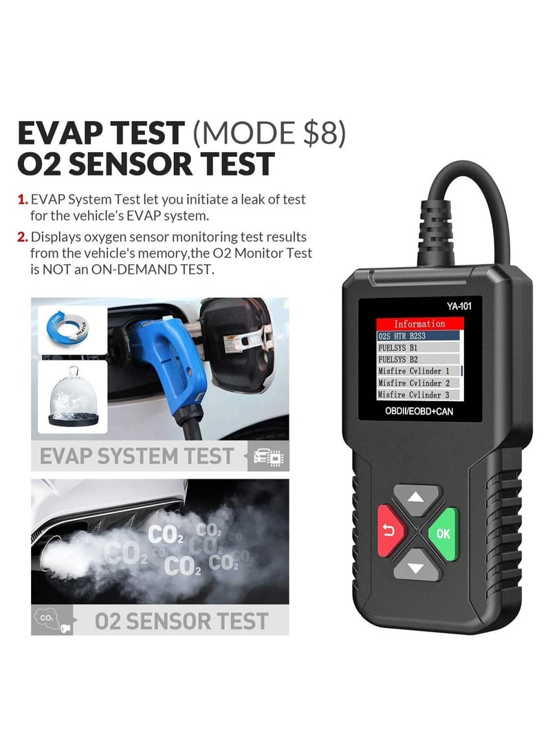 Generic - OBD2 Scanner YA-101 Auto Code Reader for Check Engine Light,O2 Sensor,EVAP Test,On-Board Monitor Test,Smog Check,OBD2 Diagnostic Scan Tool for All OBD2 Cars Since 1996-Upgrade Version - Image 1