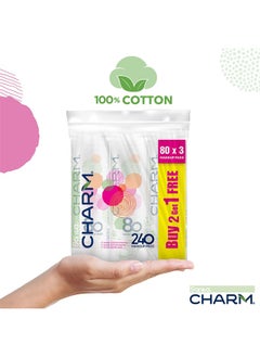 Sanita Charm Gentle Face Cleansing Makeup Cotton Pads 80 Pads Pack of 3  - Image 3