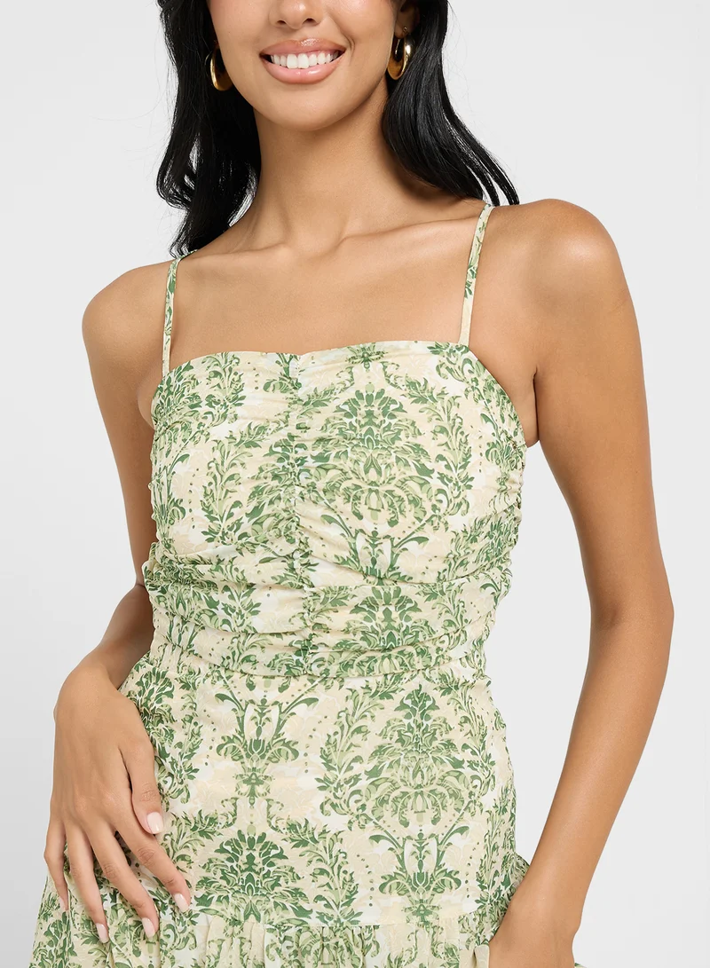جينجر Floral Print Midi Dress