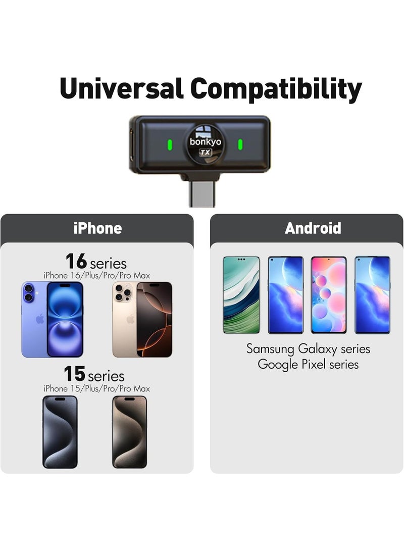 Lion Magnetic Wireless Lavalier Mic for Android, iPhone(2 TX+1 RX+Charging Case), 2.4GHz Intelligent Noise Cancellation, 82ft Range, 360° Adjustable Microphone for Video Recording, Podcast, Interview - Image 4