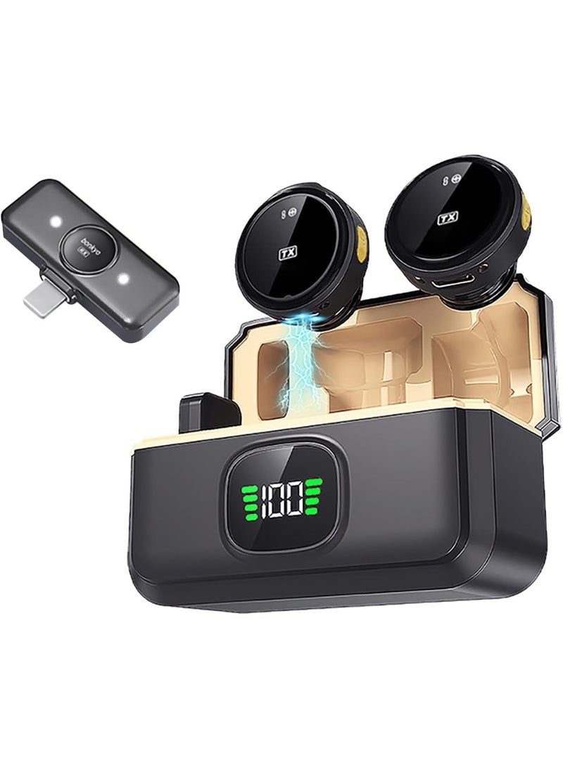 Lion Magnetic Wireless Lavalier Mic for Android, iPhone(2 TX+1 RX+Charging Case), 2.4GHz Intelligent Noise Cancellation, 82ft Range, 360° Adjustable Microphone for Video Recording, Podcast, Interview - Image 1