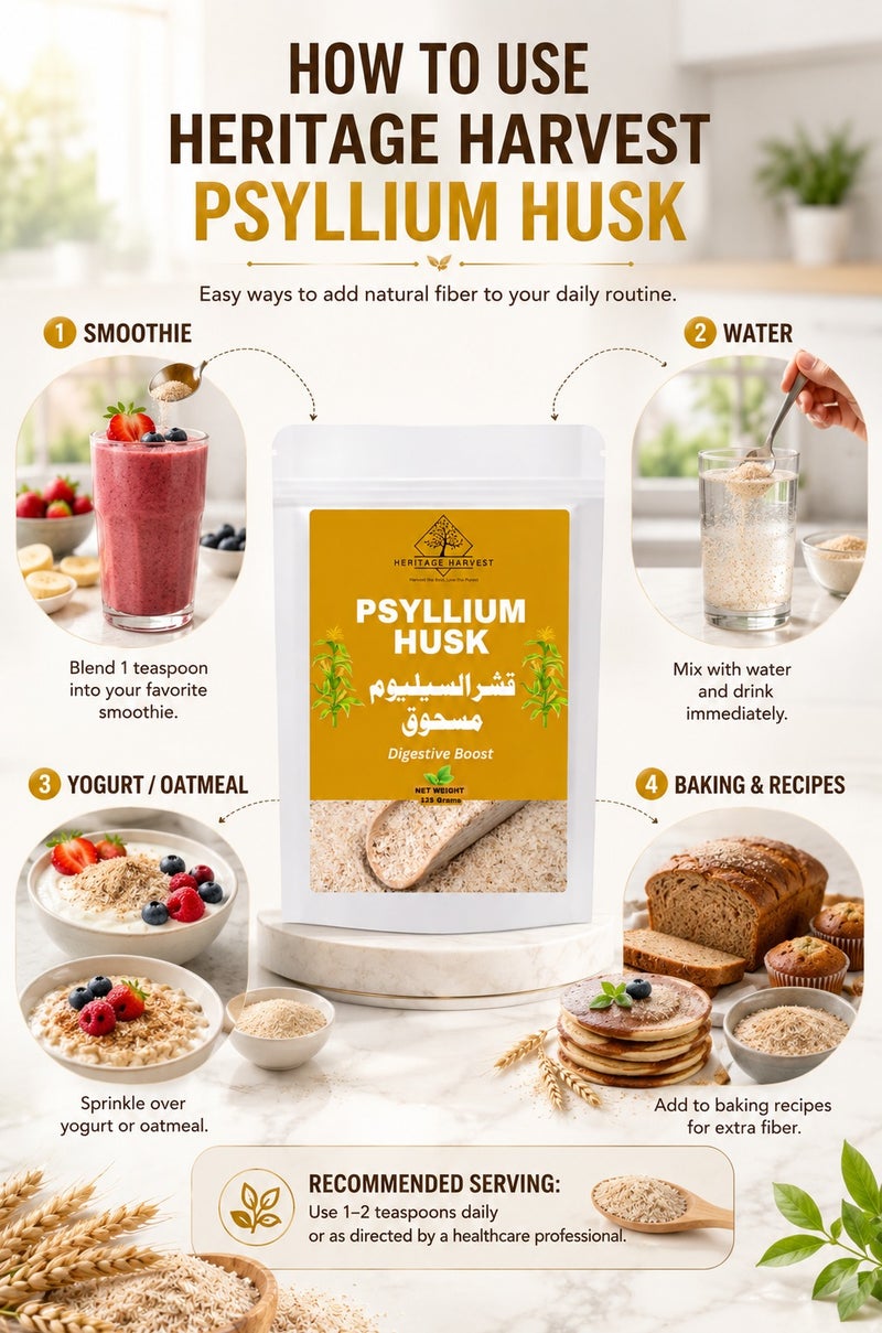 HERITAGE HARVEST Premium Psyllium Husk Powder for Digestive Health | Natural Fiber Supplement for Gut Wellness, Weight Loss & Healthy Digestion - Image 4