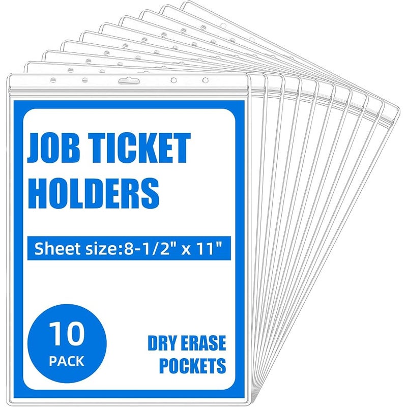 10 Pack Hard Sheet Protectors 8.5 x 11Waterproof Resealable Zip Wall Sign Holder Job Ticket Holders for Photos, Documents, and Wall Sign Display(Clear-Vertical) - Image 1