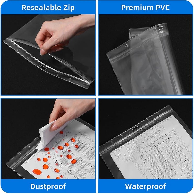 10 Pack Hard Sheet Protectors 8.5 x 11Waterproof Resealable Zip Wall Sign Holder Job Ticket Holders for Photos, Documents, and Wall Sign Display(Clear-Vertical) - Image 3