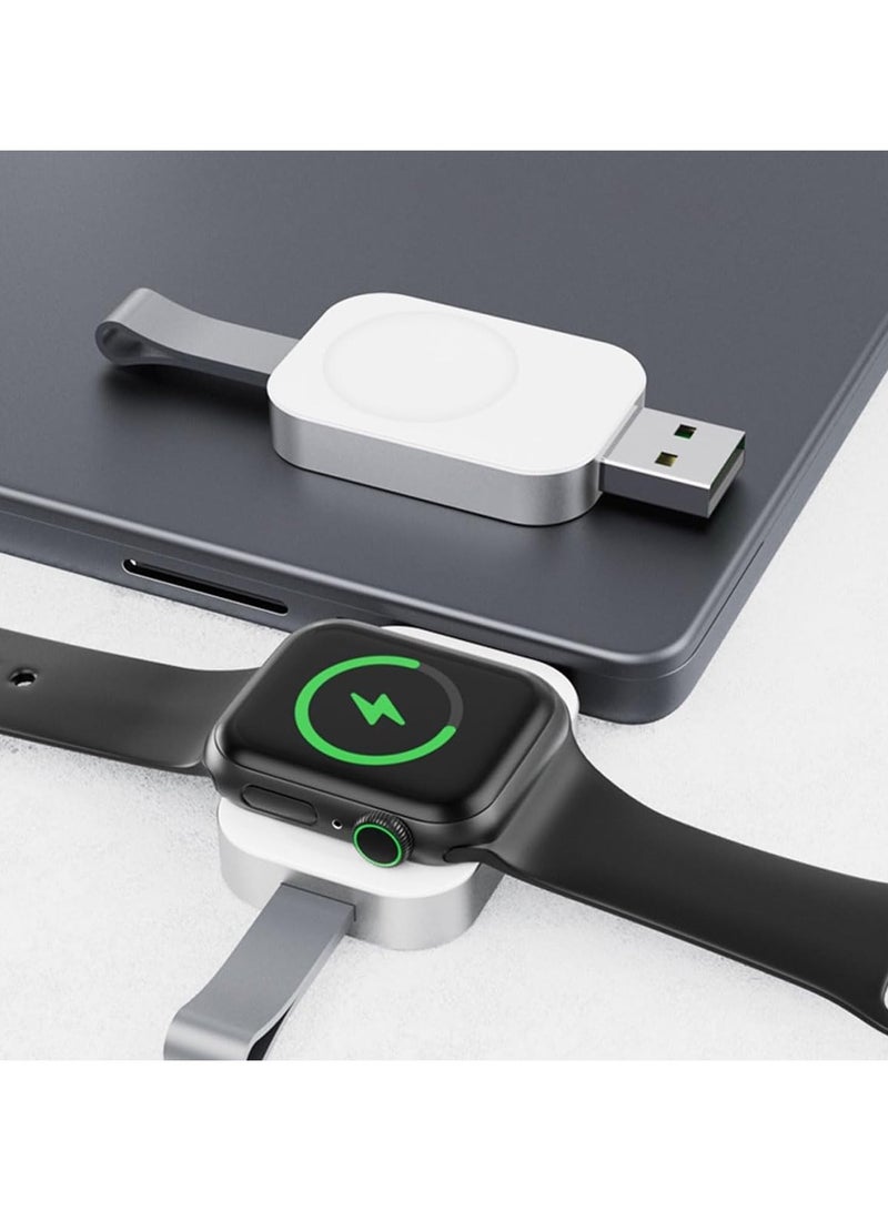 Excefore شاحن ساعة أبل المحمول iWatch شاحن لاسلكي USB، شاحن بدون سلك للسفر مع وزن خفيف شحن مغناطيسي سريع لساعة أبل ألترا سلسلة 8 7 6 5 4 3 2 1 SE، أبيض - Image 2