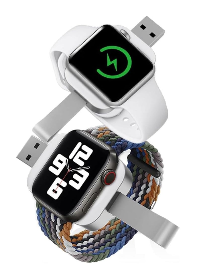 Excefore شاحن ساعة أبل المحمول iWatch شاحن لاسلكي USB، شاحن بدون سلك للسفر مع وزن خفيف شحن مغناطيسي سريع لساعة أبل ألترا سلسلة 8 7 6 5 4 3 2 1 SE، أبيض - Image 3