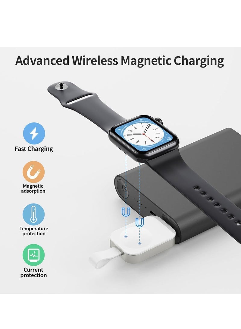Excefore شاحن ساعة أبل المحمول iWatch شاحن لاسلكي USB، شاحن بدون سلك للسفر مع وزن خفيف شحن مغناطيسي سريع لساعة أبل ألترا سلسلة 8 7 6 5 4 3 2 1 SE، أبيض - Image 5