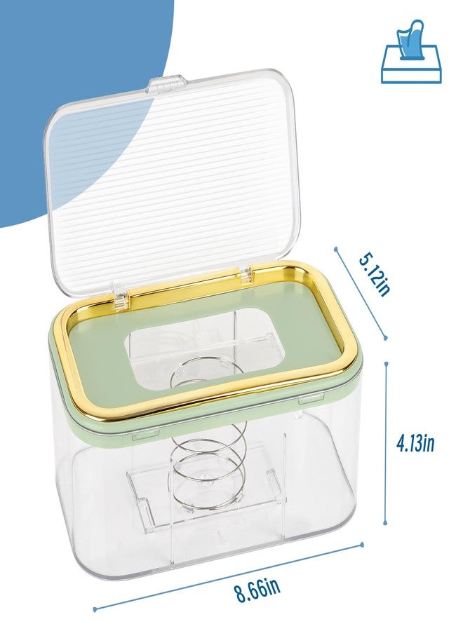 Flenpptly Baby Wipes Dispenser, Holder Container Large Capacity Keep Wipes Fresh & Easy to Open (Gold+Green) - Image 2