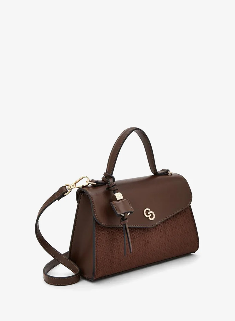 Celeste BROWN Monogram Embossed Satchel Bag With Detachable Strap for Women | Best Price UAE