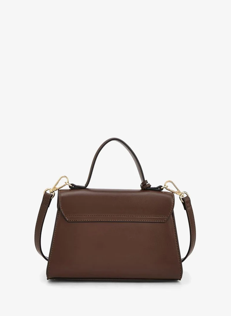 Celeste BROWN Monogram Embossed Satchel Bag With Detachable Strap for Women | Best Price UAE