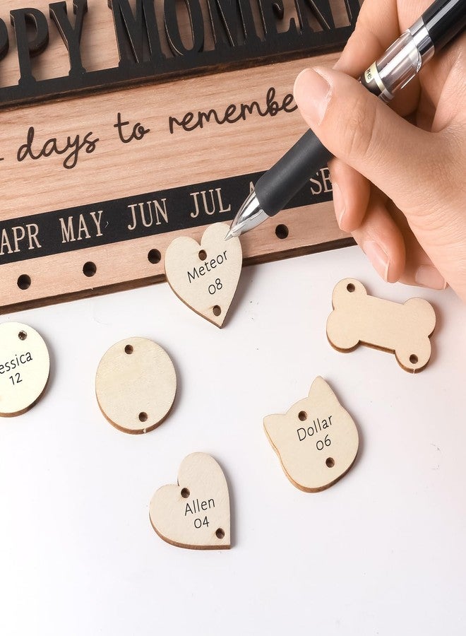 Longan Craft Family Birthday Calendar Board Wall Hanging with Tags, Family Birthday Plaque with Tag Wooden Memory Days Reminder Wall Hanging Home Décor Wood Anniversary Tracker with 104 Tags, Valentines Day Christmas Gifts for Lovers Friends (HAPPY MONENTS) - Image 2