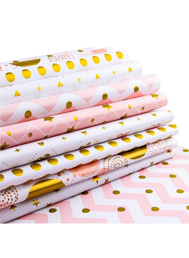 PLULON 6 Sheets Gold And Pink Birthday Gift Wrapping Paper, Gold Pink Gift Wrap Paper For Wedding, Birthdays, Hen Party, Baby Shower Decorations - Image 5