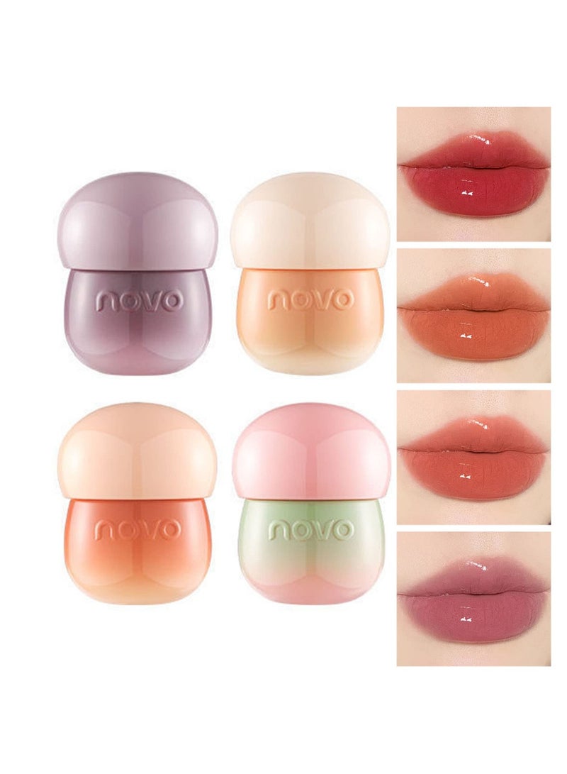 SYOSI مجموعة ملمع شفاه SYOSI 4 قطع، زيت لمعان شفاه مكثف، ملمع شفاه مرطب بمرآة، مجموعة ملمع شفاه مرطب مكثف تدوم طويلاً، بلسم شفاه ملون لامع زيت شفاه - Image 1