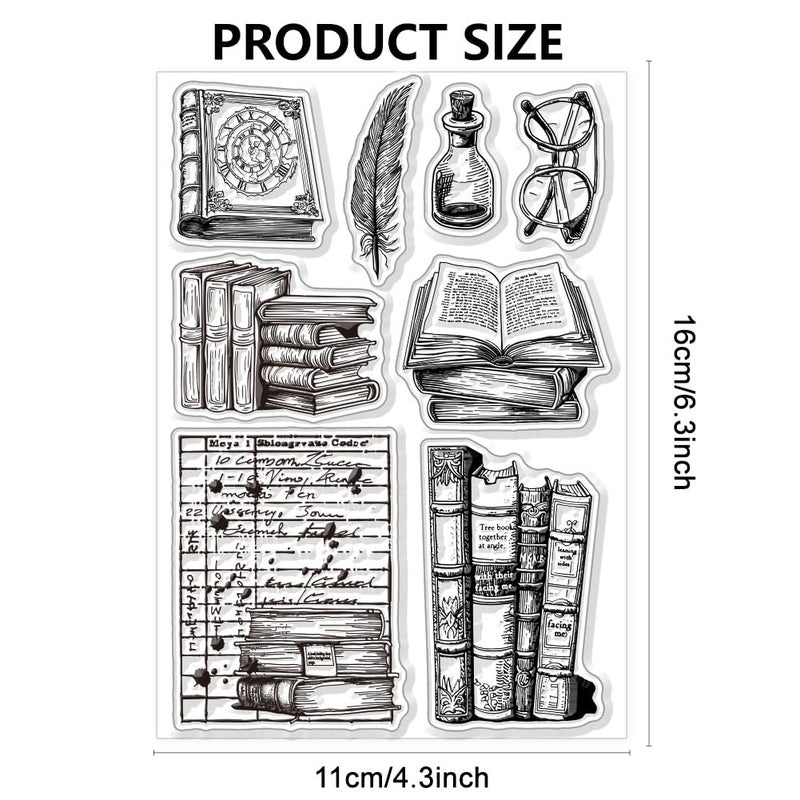 CHGCRAFT Vintage Library Silicone Clear Stamps Transparent Stamp for DIY Scrapbooking Photo Album Decorative Cards Vintage Books Making Stamps for Holiday Card Making Album Crafts - Image 2