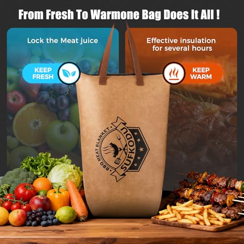 Sufkodu 21in Insulated BBQ Blanket for Resting Meat, Heavy-Duty Meat Resting Bag with Wide Mouth for Briskets, Pork, Turkey, Moisture Retention - Smoker Accessories, BBQ Gifts for Men - Image 4