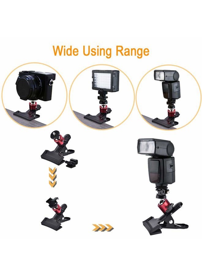 UTEBIT Tripod Camera Clip Clamp with 360 Degree Swivel Mini Ball Head 2 Pack Clip Camera Mount Photography Accessories 1/4'' Screw Black Spring Clamp for DSLR Video Photoshoot Studio - Image 5