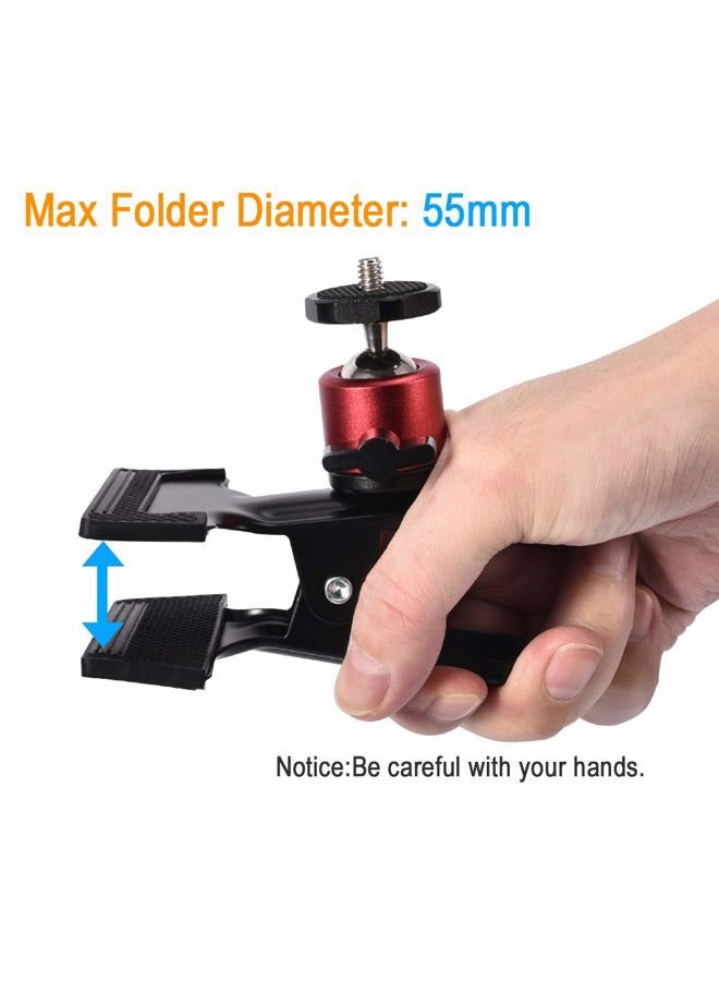 UTEBIT Tripod Camera Clip Clamp with 360 Degree Swivel Mini Ball Head 2 Pack Clip Camera Mount Photography Accessories 1/4'' Screw Black Spring Clamp for DSLR Video Photoshoot Studio - Image 3