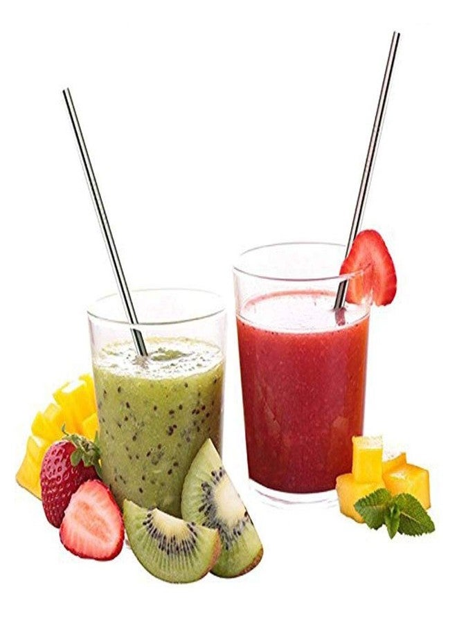 SpiderJuice Set of 4 pcs Reusable Eco Friendly Stainless Steel Drinking Straws Pipe with 1 pc Hard Bristles Flexible Cleaning Brush (4 Pcs Straight + 1 Pc Cleaning Flexible Brush) - Image 3
