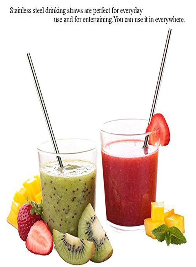 SpiderJuice Set of 4 pcs Reusable Eco Friendly Stainless Steel Drinking Straws Pipe with 1 pc Hard Bristles Flexible Cleaning Brush (4 Pcs Straight + 1 Pc Cleaning Flexible Brush) - Image 5
