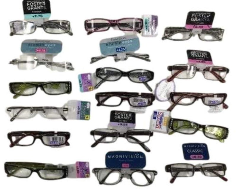 Foster Grant Reading Glasses 10 Pairs Assorted Bulk Magnivision EZ Readers Spare Pair Essentials and other FGX brand READING GLASSES Assorted Strengths And Styles 125 325