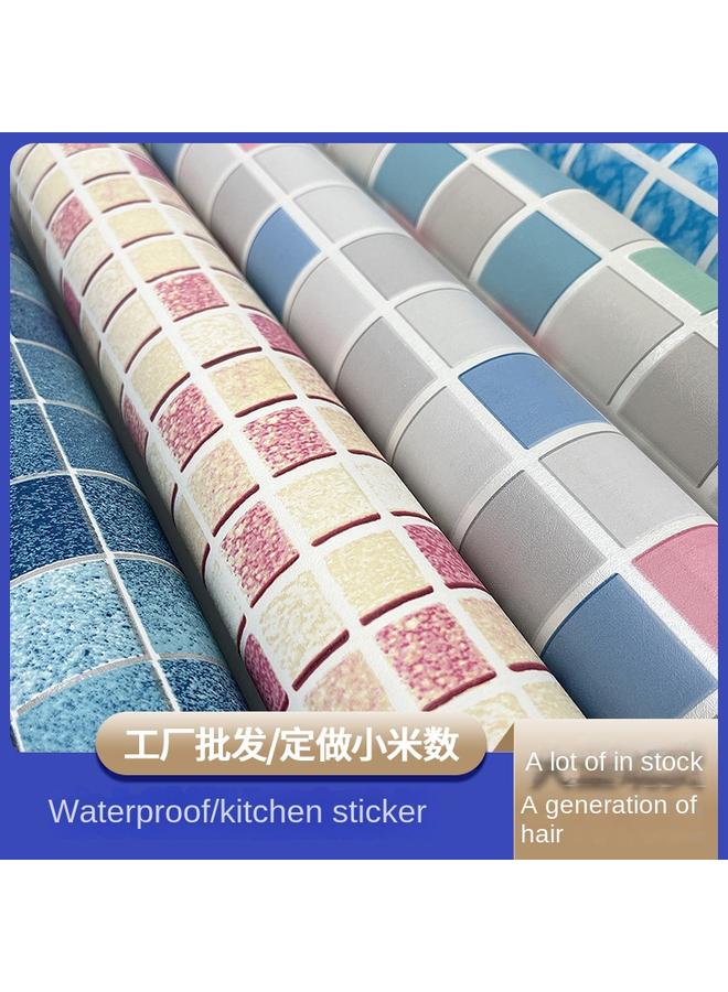 Bluejw Waterproof Wallpaper Mosaic Self-adhesive Wallpaper Bedroom Bathroom Kitchen Wall Stickers Moisture-proof Checkerboard Decoration Renovation Stickers - Image 3