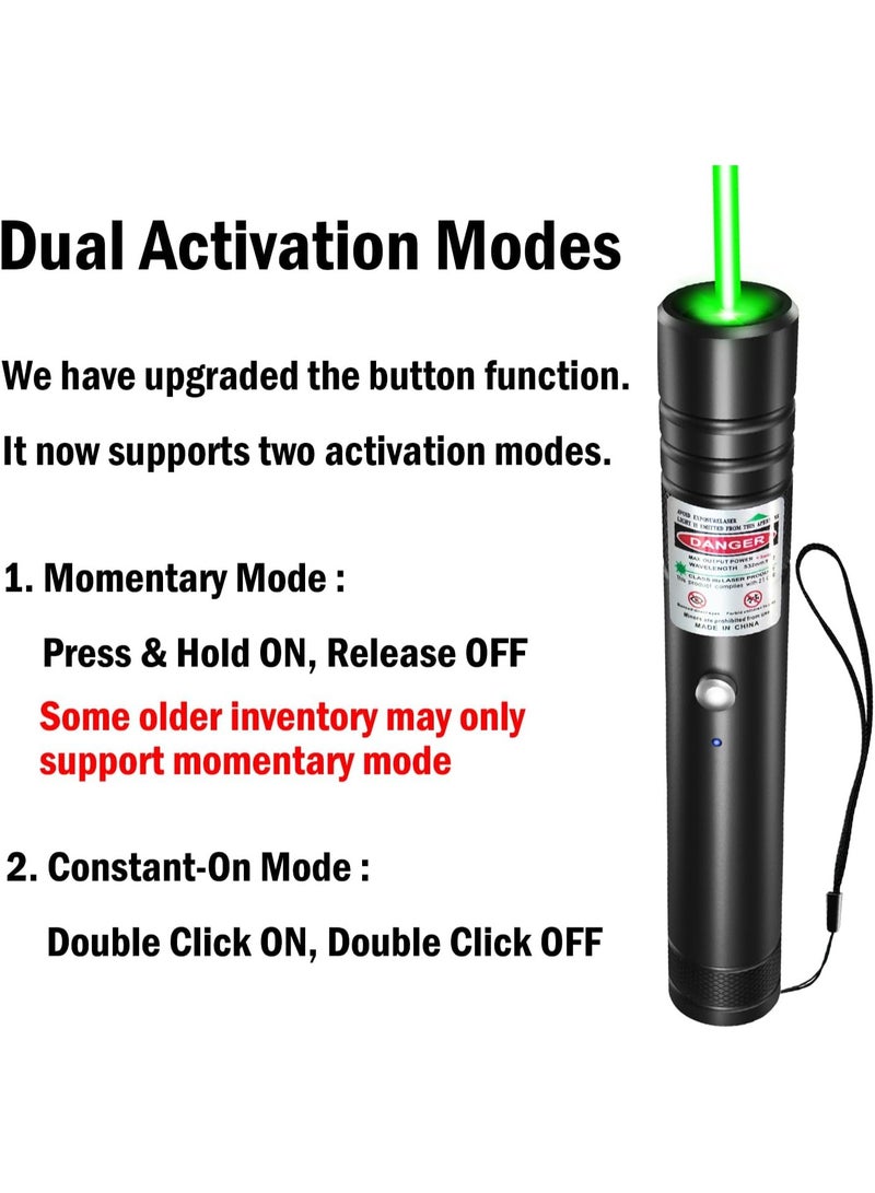 Professional Green Laser Pointer 301 - High Power Rechargeable Green Beam, Long Distance Range with Star Pattern Lens, Ideal for Presentations, Astronomy & Outdoors - Black - Image 4