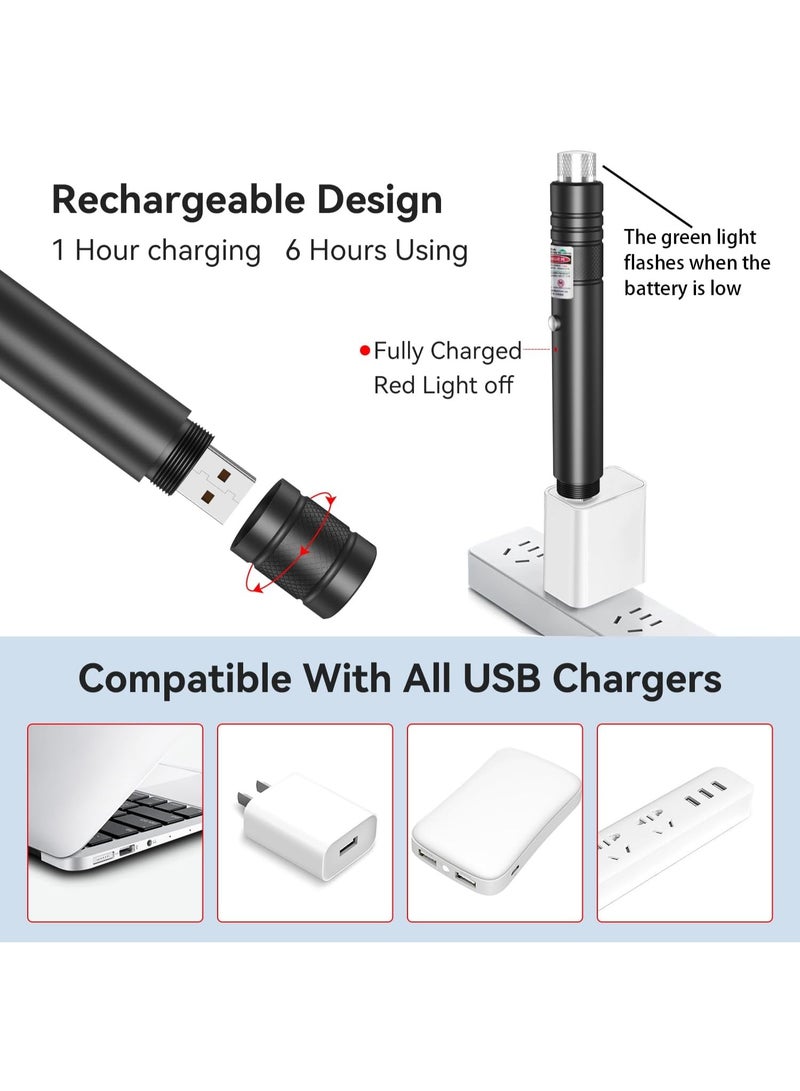 Professional Green Laser Pointer 301 - High Power Rechargeable Green Beam, Long Distance Range with Star Pattern Lens, Ideal for Presentations, Astronomy & Outdoors - Black - Image 3
