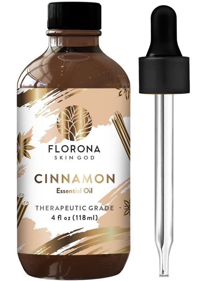 FLORONA Florona Cinnamon Essential Oil 100% Pure & Natural - 4 fl oz, Therapeutic Grade for Hair & Skin Care, Diffuser Aromatherapy, Soap Making, Candle Making  - Image 1