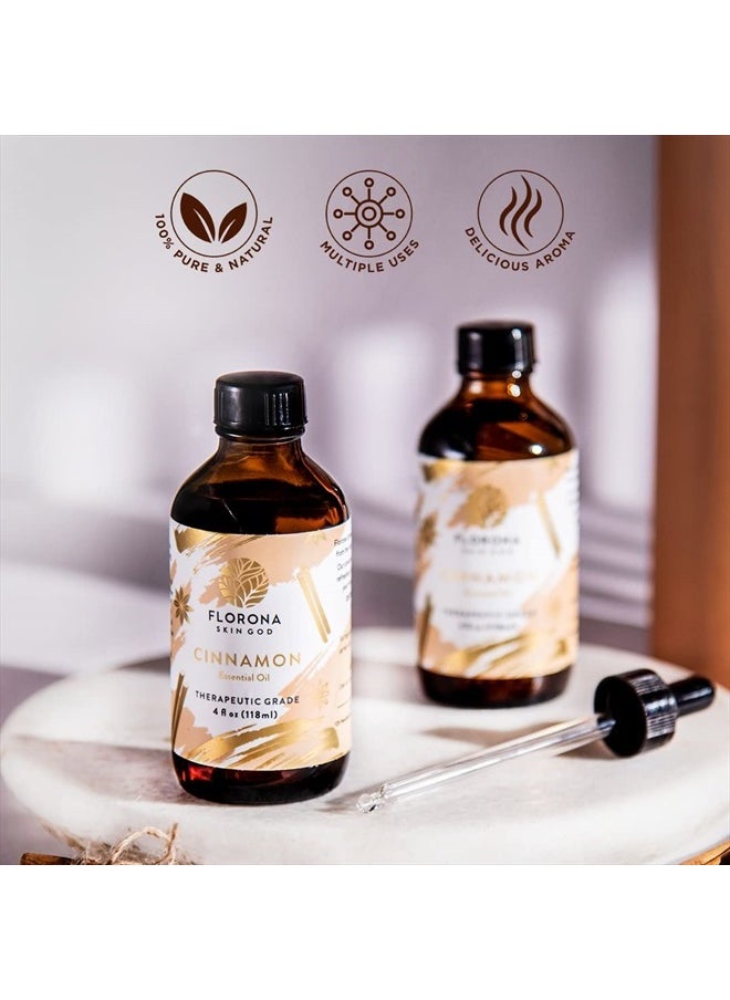 FLORONA Florona Cinnamon Essential Oil 100% Pure & Natural - 4 fl oz, Therapeutic Grade for Hair & Skin Care, Diffuser Aromatherapy, Soap Making, Candle Making  - Image 4