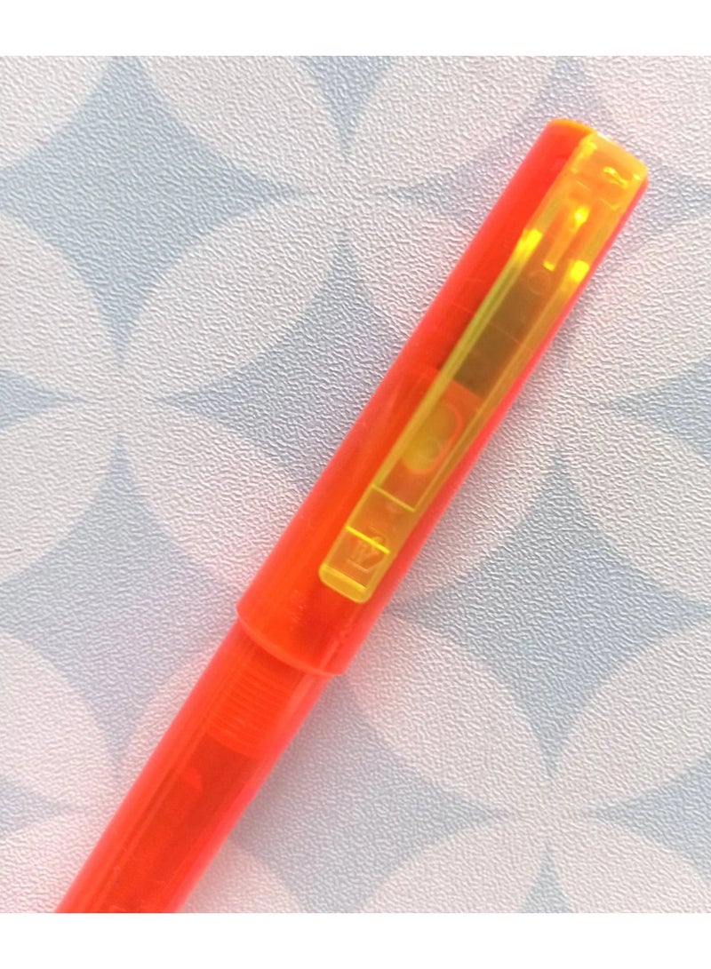 Waterman 80s Vintage JIF Neon Orange and Yellow Transparent Plastic Fountain Pen - Image 1