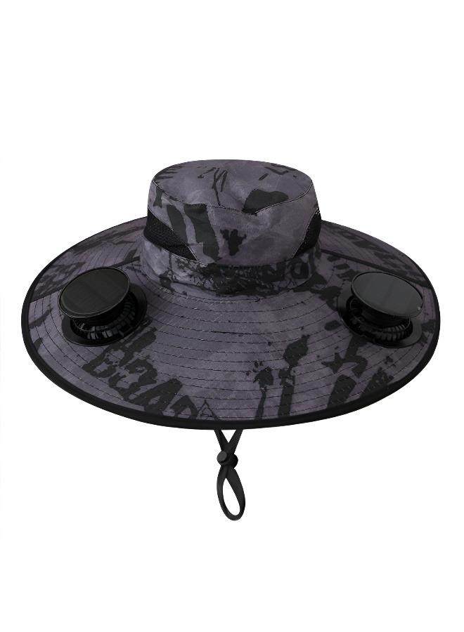 Solar Powered Sun Hat with Cooling Fan Wide Brim UV Protection Outdoor Hat for Gardening Camping and Hiking - Image 1